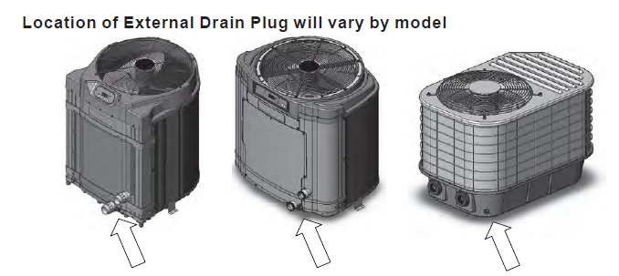 Location of External Drain Pulg will vary by model